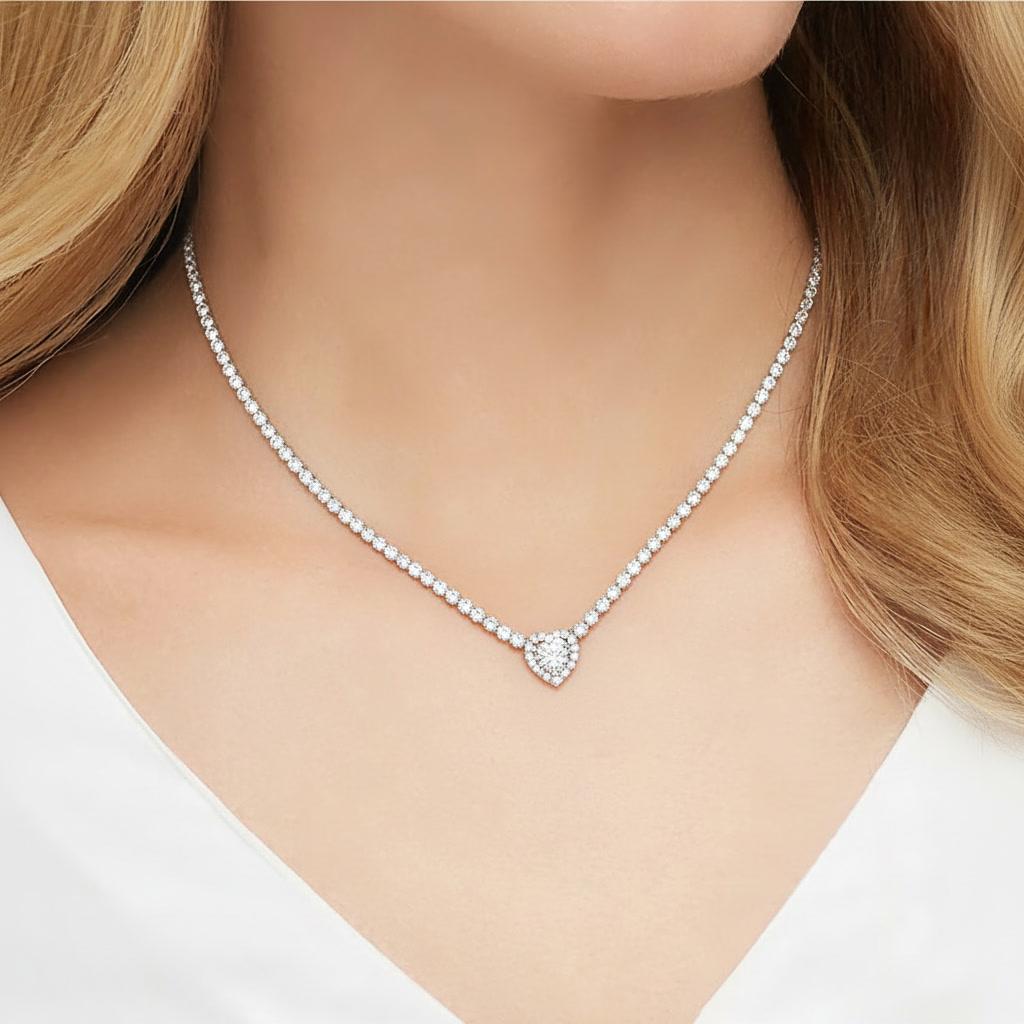 Colier Tennis Elegance cu Pandantiv Inimă